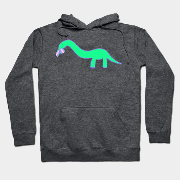 Trans Longneck dinosaur with pride flag Hoodie by system51